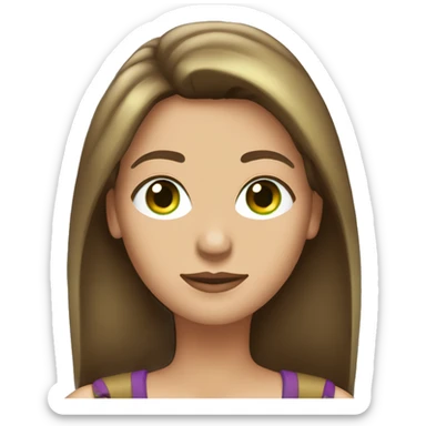 pretty 40 year old woman with grass green eyes and shoulder length straight brown hair wearing a crown sticker