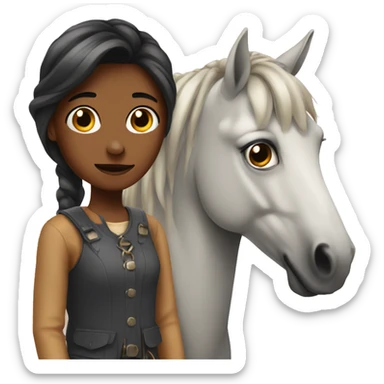 weird girl with horse next to her sticker