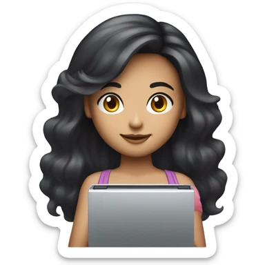  haired dark hair light skin girl playing nintendo ds sticker