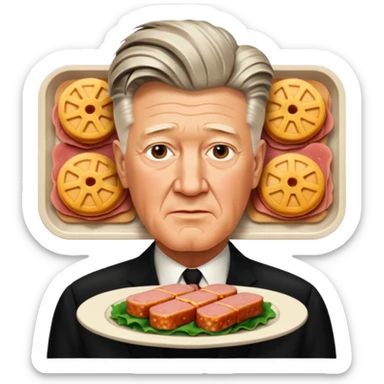 David Lynch with a SPAM dinner sticker