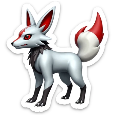 Futuristic Mature Realistic Shiny Cool Edgy Handsome Badass Zangoose-Electrike-Umbreon-Houndoom-Genesect-Pokémon-Fakémon-hybrid-creature sticker