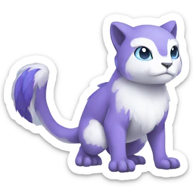 Cute cool purple white blue animal hybrid Fakemon full body sticker