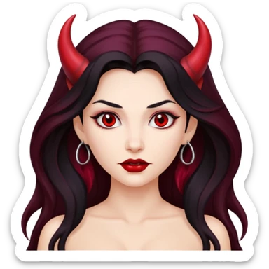 sexy woman with devil burgundy horns sticker
