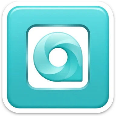 a Tiny compressed Stylized light-turquoise wind wind symbol inside a gradient-pastel-white square icon, light turquoise borders sticker