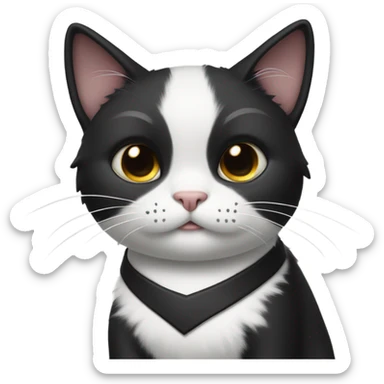 sad tuxedo cat waving goodbye sticker