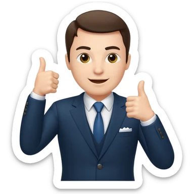 boss on a phone call, giving a thumbs up sticker