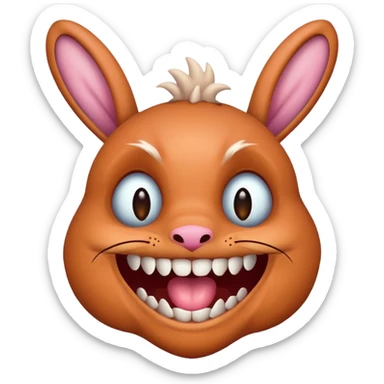 simple funny monster with nine teeth, smile, rabbit ears sticker