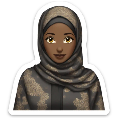 Ultra-detailed African hijabi in beautiful abaya sticker