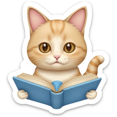 Beige munchkin cat reading book of sky color sticker