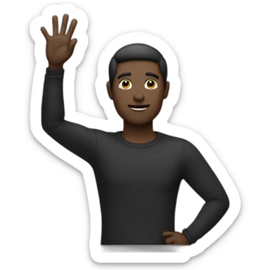 dark color face without eyeglasses, blogger says hi raising his hand sticker