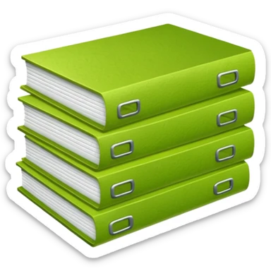 A stack of files from a box, with a gradient in the form of an acid green color. sticker