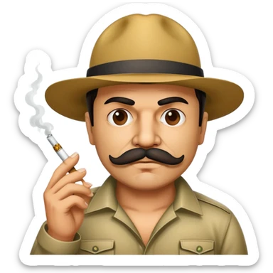 El Chapo gangster character with mustache smoking a marijuana joint sticker