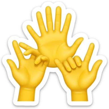 3 yellow hands face down in a pile about to do make a promise sticker