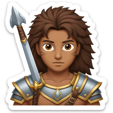Ancient warrior kinky brown hair sticker