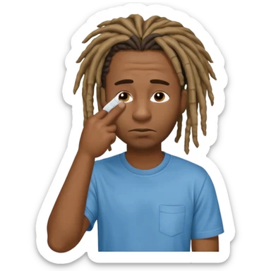 Black man with dreads wiping his nose perpendicular with index finger sticker