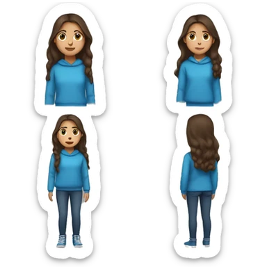 winter, christmas, hispanic, long brown hair, girl, brown eyes, child, full body, blue sweater sticker