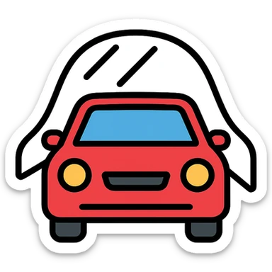 elegant and modern icon of a car covered with a transparent protective film, clean lines and subtle details sticker