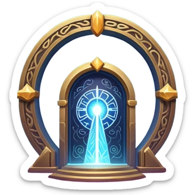universe gate object icon, gigantic cosmic portal doorway, swirling galaxy energy inside, glowing starry aura, mystical space runes, fantasy sci-fi style, 3D cartoon, mobile game icon style, centered, clean background, no text, no watermark sticker