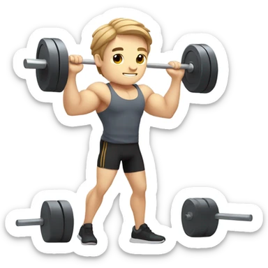 Kawaii White man with light brown hair at gym standing with barbell from side view sticker