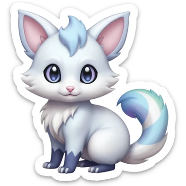 Shiny Cute Adorable Innocent Precious Furry Divine Glorious Holy Iridescent Pale Pastel Whitish Bright Furret-Absol-Skitty-Noibat-Hybrid (Full body) sticker