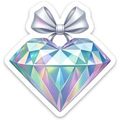 white bow shaped 56-carat iridescent diamond sticker