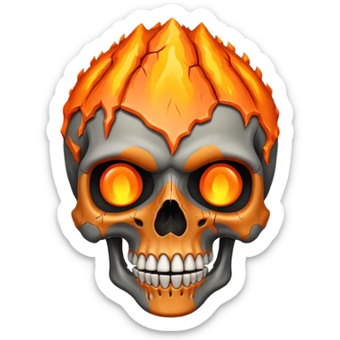 Skull who's upper side is exploded with an volcano eruption  sticker
