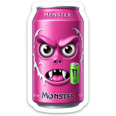 Pink monster energy drink with the logo of original monster company energy drink  sticker