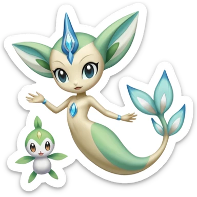 Meloetta-Celebi-Primarina-Cresselia-Fakémon-fusion, full body sticker
