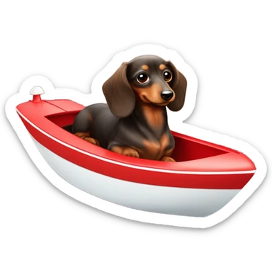 Long haired mini dachshund shaded red in speedboat sticker