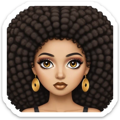 baddie,pretty makeup, black eyeliner, afro hair sticker