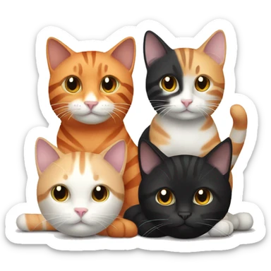 1 orange white striped cat and 2 black cats that are best friends sticker