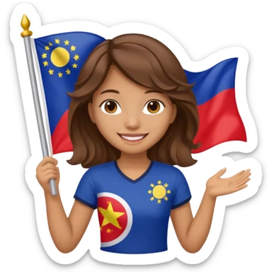 white wavy brown hair girl pinoy flag sticker
