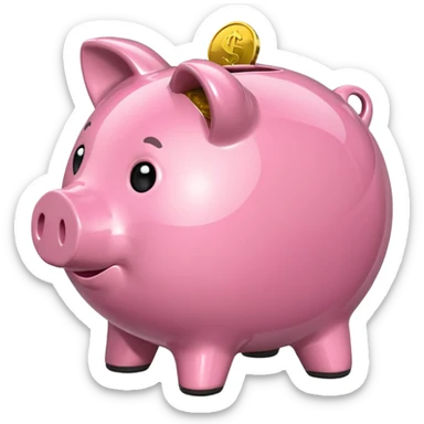 money in a piggy bank side on sticker