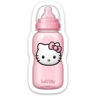baby bottle soft pink hello kitty design sticker