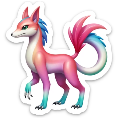 Colorful gradients-colored Meloetta-Sergal-Palkia-hybrid-fusion-Fakémon-creature, full body sticker