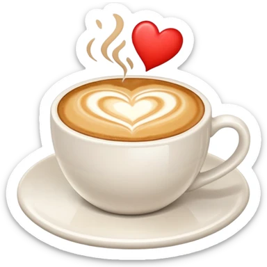 coffee cup with a latte art heart sticker