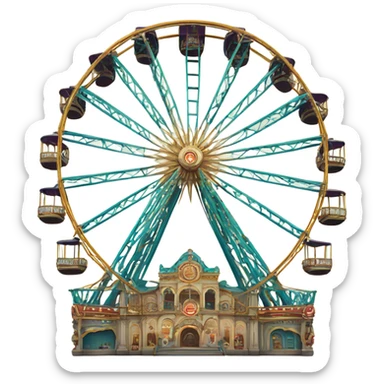 highly detailed vintage rococo ferris wheel sticker