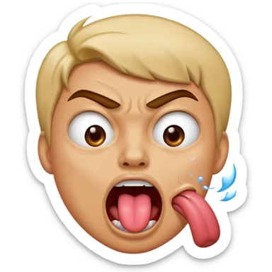 Tongue out spitting like in a joking way kinda angry sticker