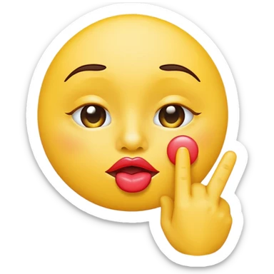 Yellow circle kissy face with pinched thumb and pointer finger sticker