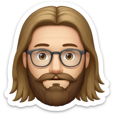 bearded long haired man with eyeglasses sticker