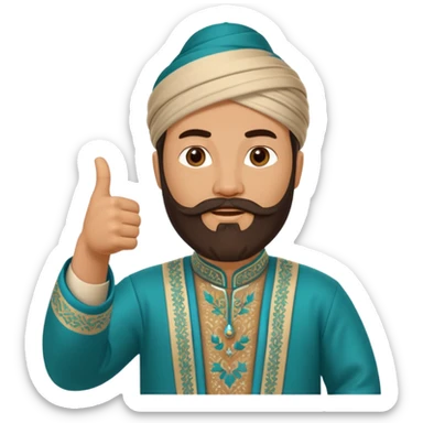 uzbek bearded man with national outfit thumbs up sticker