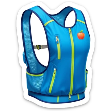 sporty running vest with hydration features and zipper pockets, isolated, apple emoji style sticker