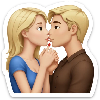 Blonde/brunnette hair and fair skin men and cooper hair and light skin women kissing sticker