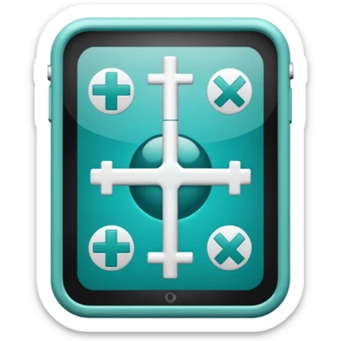 Emoji-style icon representing disease detection using a medical cross, scan frame, and health signal. Clean, friendly, rounded design, clear at small sizes, teal and white accents, no text, transparent background. sticker