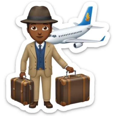 Visage homme créole réunionnais avec chapeau arrive avion sticker