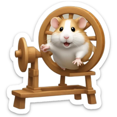 hamster running on a spinning wheel sticker