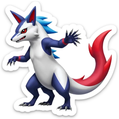 Colorful Shiny Zangoose-Zoroark-Salandit-Absol-fusion sticker