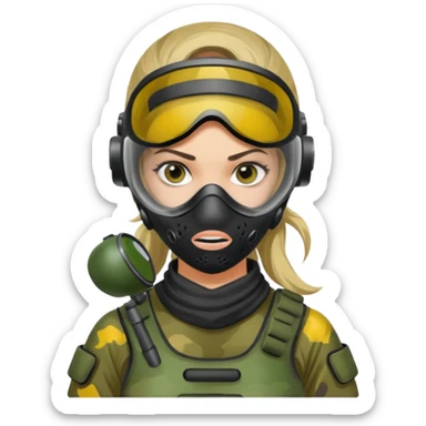 paintball player face girl sticker