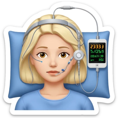 woman polysomnography sleep test with electrodes attached to head sticker