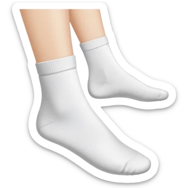 woman's feet wearing white crew socks viewed from directly underneath showing soles sticker